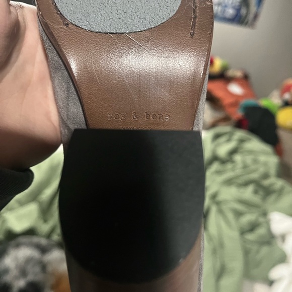 Rag & Bone Women's Gray Double Side Zip Suede Leather Ankle Booties - Picture 4 of 4